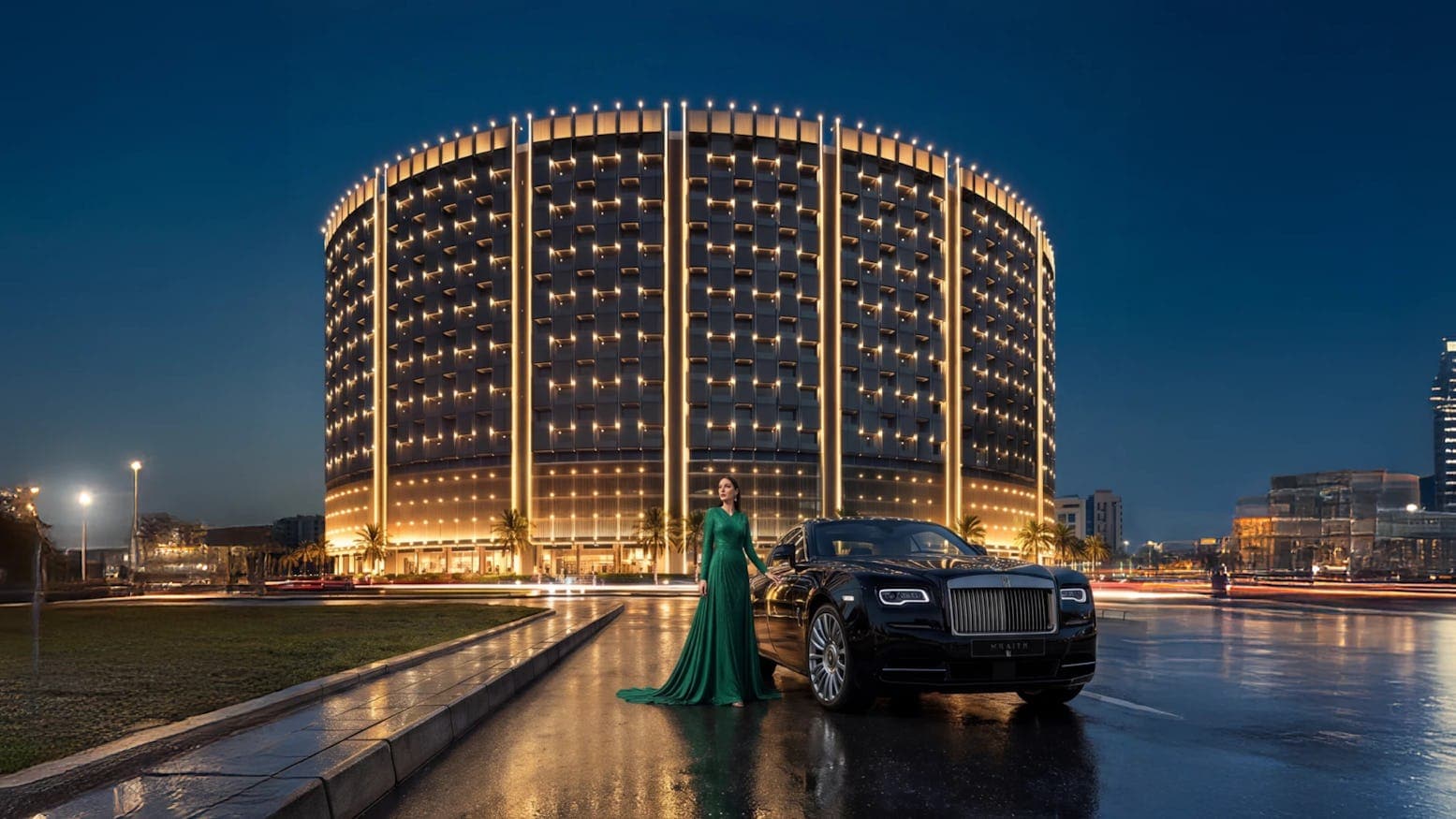 بن غاطي ريث - واجهة المشروع الليلية